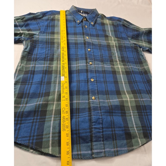Nautica True Black & Blue Plaid Button Down Flannel Shirt Mens Size M/M NWT - Picture 7 of 13
